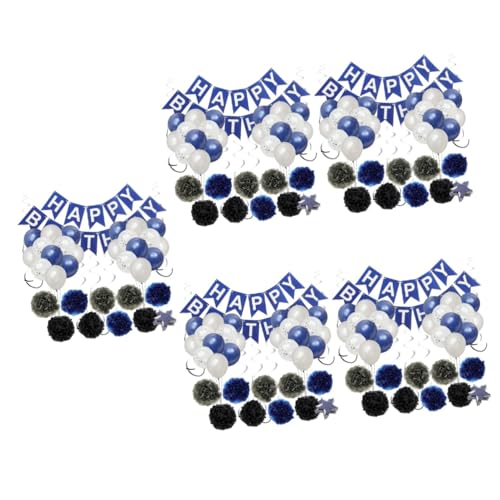 UPKOCH 5 Sets Geburtstagsbanner Luftballons Blaues Seidenpapier Blumen Partyzubehör Happy Birthday Banner Happy Birthday Luftballons Partyornament Für Geburtstagsfeier von UPKOCH