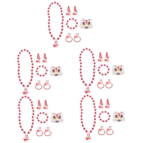 UPKOCH 5 Sets Kinder Schmuckset Halsketten Schmuck Im Alter Von 2–4 Jahren Halskette Für Kleine Mädchen Halskette Armband Set Kleiner Schmuck Schmuck Aus Rotem Kunststoff von UPKOCH