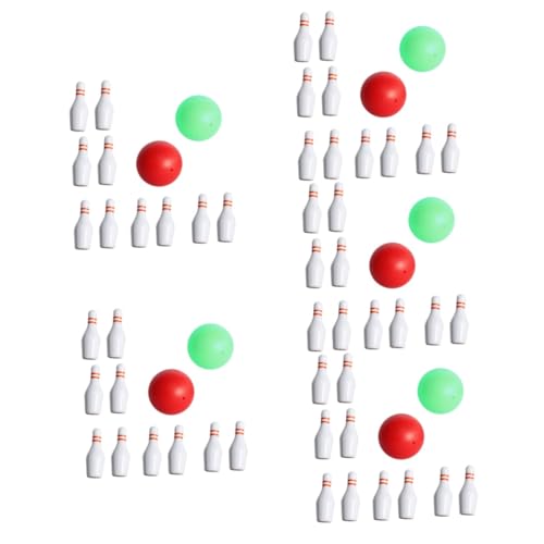 UPKOCH 5 Sets Puppenhaus Bowling Miniatur Sportmodell Bowlingkugel Mini Puppenhaus Bowlingkugel Mini Hausbedarf Bowling Pin Mini Miniatur Bowling Modell Miniatur Bowling Pin von UPKOCH