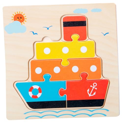 UPKOCH 5 Stück 1 Satz Cartoon Holzpuzzles Kinderpuzzles Spielzeug Puzzle Für Kinder Lernspielzeug Holzpuzzlebrett Bambus von UPKOCH