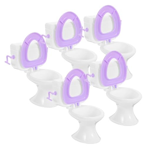 UPKOCH 5 Stück Puppen-toilettenspielzeug Puppenhaus-toilettensitz Zubehör Für Puppenhäuser Mini-toilettenspielzeug Töpfchen Für Babypuppen Puppenhaus Toilette Puppenhaustoilette Plastik von UPKOCH