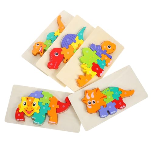 UPKOCH 5 Teiliges 3D Dinosaurier Holzpuzzle Für Kleinkinder Buntes Lernspielzeug Zur Kreativen Der Frühkindlichen Entwicklung Montessori Für Jungen Und ädchen von UPKOCH