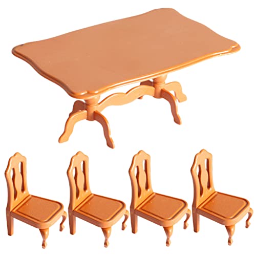 UPKOCH 5 Teiliges Miniaturmöbelset Für Puppenhaus Mini Tisch Und Stühle Zubehör Für Puppenhaus Dekoration Ideal Für Kreative Rollenspiele Und Miniaturhäuser Tiny Furniture Set von UPKOCH