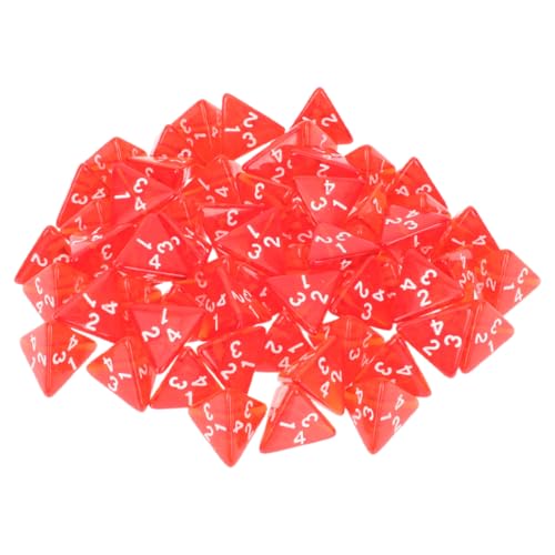 UPKOCH 50 Stück Facettierte Würfel Polyedrische Würfel Ausgefallene Würfel 4-seitige Würfel Tragbare Partywürfel Tischspielwürfel Mehrseitige Würfel Spiel Würfel Würfelspiele Acryl Rot von UPKOCH