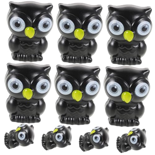 UPKOCH 50 Stück Halloween gruselige Geisterkatze gefälschte Eulen Eulen-Aufkleber Eulenausschnitte miniaturfiguren Halloween tischdeko Eulenspielzeug entzückende Figur Plastik Black von UPKOCH