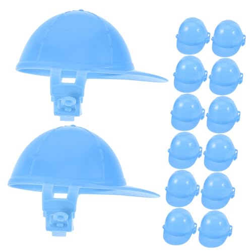 UPKOCH 50 Stück Miniatur Sonnenhut Damen Mini-puppenhelme Puppenstrohhüte Partyhüte Für Hardhats Werkbank Schutzhelm Konstruktionsspielzeug Bierhut Kleine Hüte Sky-Blue Plastik von UPKOCH