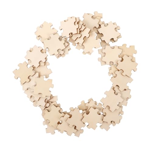 UPKOCH 50 Stück Puzzlequadrate aus Holz Leeres Puzzle Holzpuzzle Holz-Puzzle Teile Leere Untersetzer Leere Lesezeichen Rätsel für Kleinkinder Kunsthandwerk aus Holz hölzern Beige von UPKOCH