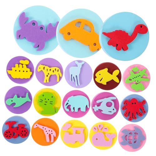 UPKOCH 54 Stück 6 Lernspielzeug für Kinder Stempel Briefmarken für Schwammmalerei für Kinder Dinosaurier-Briefmarken Kidcraft-Spielset Schwammstampfer Tinte für Kinder Kinderspielzeug von UPKOCH