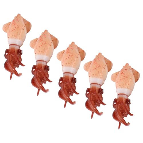 UPKOCH 5St gefälschtes Essen künstliche Fische wohnungsdeko wohnraumdeko dekofische Meereskalmarfiguren Tierfiguren gefälschte Tintenfischfiguren Künstlicher PVC Brown von UPKOCH