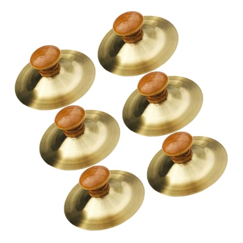 UPKOCH 6 STK Schlaginstrument Für Kinder Mini-Becken Handschlaginstrument Glockenbecken Meditationsbecken Becken-klöppelglocke Tibetische Becken Mini-gong Bandbecken Golden Hölzern von UPKOCH