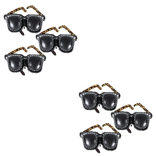 UPKOCH 6 Stk Ballon Musikspielzeug Aufblasbare Mikrofonstütze sprengen aufblasbares mikrofon aufblasbare mikrofone aufblasbare Sonnenbrille Partydeko der 90er Aluminiumfolie Black von UPKOCH