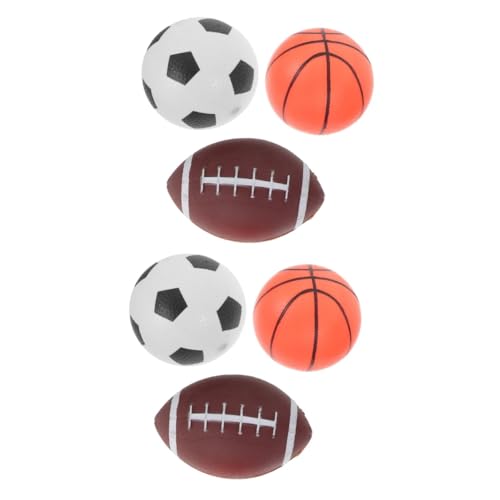 UPKOCH 6 Stück Ballanzug Spielzeug Für Kleinkinder Mini Sportbälle Hüpfbälle Hüpfball Rugby Mini Spielzeug Für Kinder Fußbälle Für Kinder Kickbälle Kinderfußball Vinyl von UPKOCH