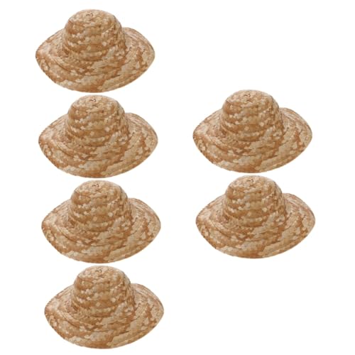 UPKOCH 6 Stück Malhut Beige Hut Mini Strickhut Mini Strohhüte Zum Basteln Strohhut Für Heimwerker Bastelhut Miniatur Strohhut Bastelbedarf DIY Hüte Zeichenhut Bastelhut von UPKOCH