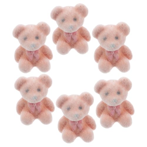 UPKOCH 6 Stück Mini-bärchen, Beflockte Bärenpuppen, Hochzeit, Party, Gastgeschenke, DIY-zubehör, Tierfiguren, Kleine Bären, Kuscheltiere, Babyparty-sammlerstücke von UPKOCH