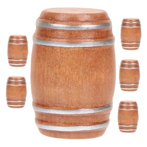 UPKOCH 6 Teiliges Barzubehör Mini Whiskeyfass Mini Bierfässer Modelle Miniatur Bierfässer Miniatur Weinfass Figur Miniaturen Puppenhauszubehör Hellbraun Aus Holz von UPKOCH