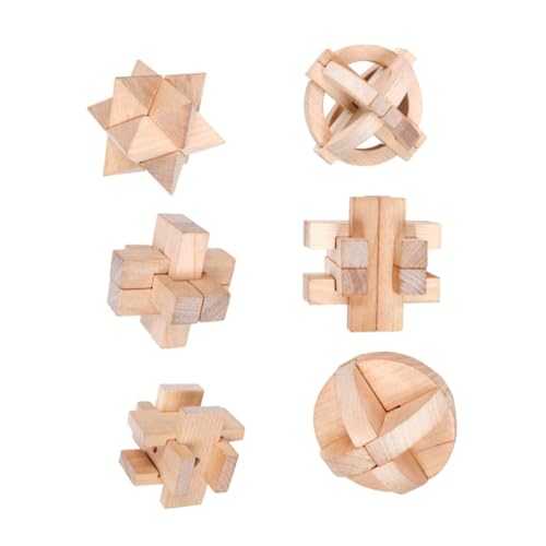 UPKOCH 6 Teiliges Kinderspielzeug Ineinandergreifendes Puzzle Spielzeug Holz Kinderpuzzle Luban Lock Spielzeug von UPKOCH