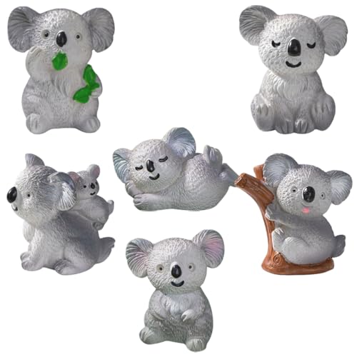 UPKOCH 6St entzückende Figur autodeko gartenfigur kuchendeko Einschulung Die Koala-Skulptur tortendeko Einschulung Koala-Handwerk Figuren Mini-Koala-Figur Mini-Koala-Statue aus Harz Grey von UPKOCH