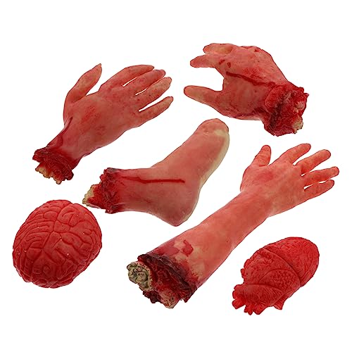 UPKOCH 6st Halloween-Dekoration Halloween-Accessoires Halloween-Requisite Halloween-Cosplay-Hand Skelett Halloween-körperteile Requisiten Halloween -Ornamente Horror Tot Rot Kieselgel von UPKOCH