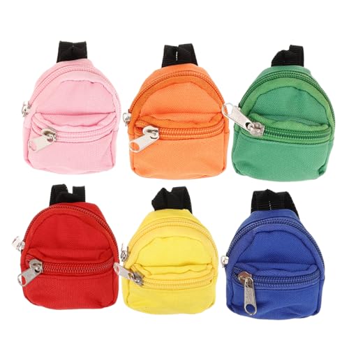 UPKOCH 6st Kleine Schultasche Kleines Mini-rucksackspielzeug Puppenhauszubehör Mini-puppentasche Mini-geldbörse Kleiner Rucksack-schlüsselanhänger Miniatur-puppenrucksack Polyester von UPKOCH