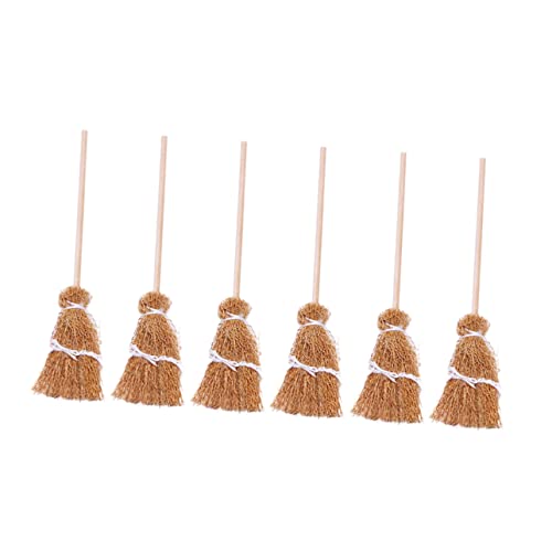 UPKOCH 6st Puppenhausbesen Mini-zaubererbesen Besen Zum Basteln Mini-Hexenbesen- Hängende Halloween-Ornamente Besen Puppenkostüm Besen Kleiner Besenstiel Holz Light Brown von UPKOCH