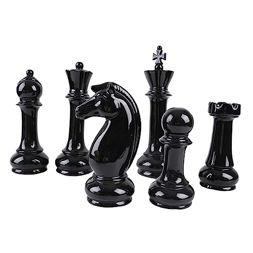 UPKOCH 6st Schach Ornamente Schach Hängende Ornamente Büro-Schach-Ornament Schachkönig Ritterstatue Schwarze Buchstützen Schach Tischdekoration Kinderschach Schwarzes Schach Black Keramik von UPKOCH