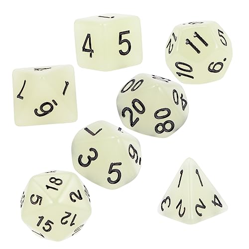 UPKOCH 7 STK Leuchtende Würfel RPG-Spiel Würfel Standard-Spielwürfel Würfel für Rollenspiele polyedrische Massenwürfel Würfel mit Mehreren Seiten Party Digitale Würfel Plastik Green von UPKOCH