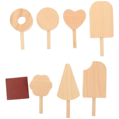 UPKOCH 7st Am Stiel Dekoration Aus Holz Vorgeben Creme Mini-eistüten Formen Für Am Stiel Tasse Eisform -pop-Formen Eisspielzeug Für Eisdiele Roti Figuren von UPKOCH