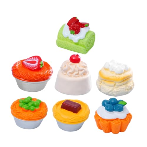 UPKOCH 7st Miniaturdesserts Gefälschte Kuchen Gefälschter Kuchen Realistischer Obstkuchen Realistischer Künstlicher Kuchen Kleine Kuchendekoration Realistisches Essen Food-Modell Harz von UPKOCH