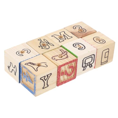 UPKOCH 8 STK Alphabet-holzklötze Buchstabenblöcke Holz Futterspielzeug Für Vögel Vogelspielzeug Alphabetblöcke Haustierzubehör Spielzeug Für Papageien Holzspielzeug Hölzern Anzahl von UPKOCH