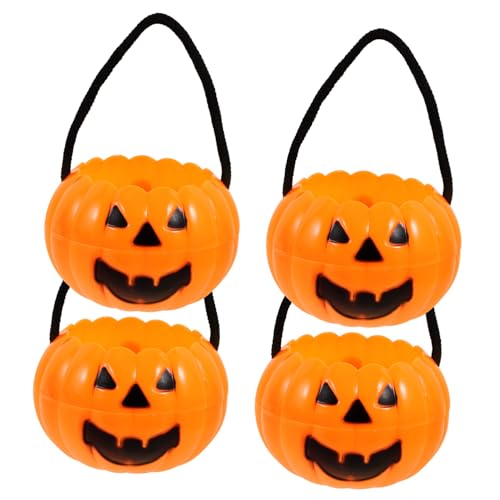 UPKOCH 8 Stk Abnehmbarer Kürbiseimer Halloween Süßigkeiten-dekor Süßigkeiten Eimer Runder Kürbis Kürbislaterne-eimer Jackolantern Aus Kunststoff Orange Taschen Tragbar Plastik Snack Kind von UPKOCH