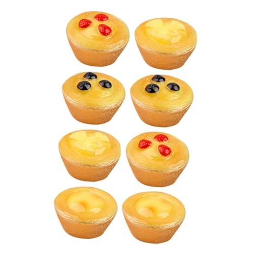 UPKOCH 8St Simulierter Obstkuchen Träger Figuren wiedergeborene Babypuppen Mini-Essen Film küche küchendekoration Miniatur-Dessert-Eierkuchen Mini-Dessert-Eierkuchen- Harz von UPKOCH