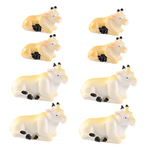 UPKOCH 8st Mikro-landschaftsverzierung Elefant Gartenschmuck Tiere Mini-tierfiguren Mini-kuhfiguren Hund Gewichtetes Stofftier Miniatur Kuh-kuchenaufsatz Harz Yellow von UPKOCH