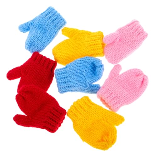 UPKOCH 8st Puppenhandschuhe Kleidung Weihnachtsmann-handschuh-Ornamente Weihnachtsmann Baumschmuck Kleiner Handschuh Mini-baumschmuck Plüschpuppenhandschuhe Mini-Handschuhe Garn von UPKOCH