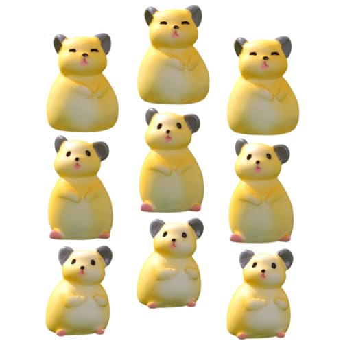 UPKOCH 9st Mikrolandschafts-Pika Desktop-tierfigur Moos Tierdekor Mini-ratten-dekor -kuchenaufsatz Feenhafte Tierfiguren Mini-Terrarium Mikrolandschaftstiere Pflanzgefäße Harz Yellow von UPKOCH