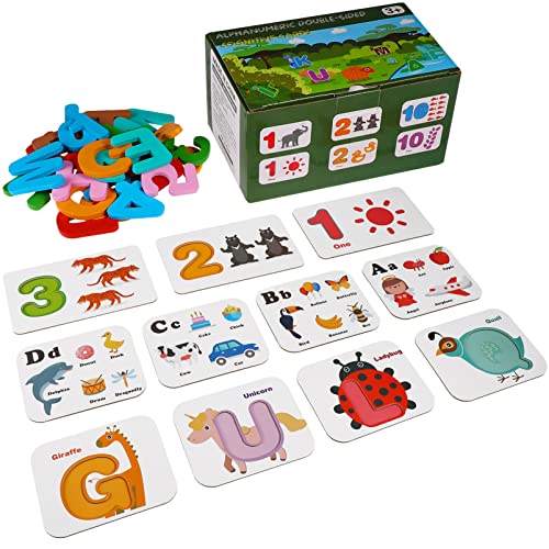 UPKOCH Alphabet-Karten Alphabet-Timer-Spiel Zahlenkarten Rechtschreibkarte Für Pädagogische Alphabetkarten Alphabet-Spiel Kindernummer Sperren Pädagogische Kinderkarten Hölzern von UPKOCH