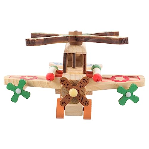 UPKOCH Buntes Holzflugzeugspielzeug holzspielzeug Helikopter für Kinderzimmer Dekoration Bagel Einheit Flugzeugspielzeug aus Holz Flugzeugmodell aus Holz hölzern von UPKOCH