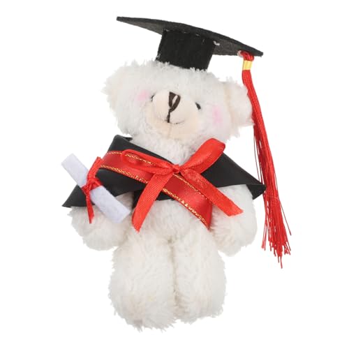 UPKOCH Dr. Bärenpuppe plüschbär abschlussgeschenk Abschlussfeier Plüsch Bär zur Graduierung Plüschtierpuppen Kuscheltier Bären Mini-Abschlussbären Filzstoff Weiß von UPKOCH