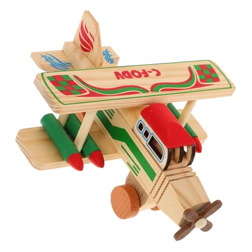 UPKOCH Holzflugzeug Für Kinder Frühpädagogisches Spielzeug Flugzeug Aus Holz Geburtstagsgeschenk Für Jungs Helikoptermodell Aus Holz Helikopter Holzbau Streitwagen Reisen - Hölzern von UPKOCH