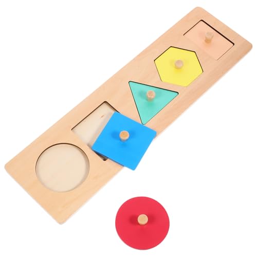 UPKOCH Geometrische Tafeln Kindergarten Shapes Puzzle pädagogisches puzzlekleber Puzzle sortierschalen Entwicklungsspielzeug für Babys Formpassendes Brett hölzern von UPKOCH