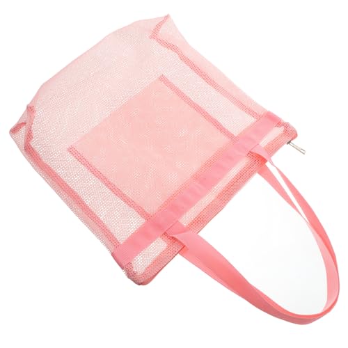 UPKOCH Große Tragbare Strandtasche Aus Netzmaterial Umhängetasche Für Outdoor Aktivitäten Ideal Für Reisen Mit Praktischem Reißverschluss Und Auffälligem Pink Perfekt Für Strand von UPKOCH