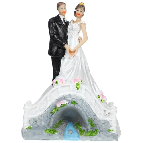 UPKOCH Hochzeitstortenaufsatz Braut Und Bräutigam Lustiger Romantischer Hochzeitstortenaufsatz Figuren Brautparty-Dekorationen Jubiläumsparty-Kuchendekoration Geschenk von UPKOCH