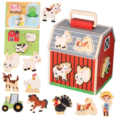 UPKOCH Holz Bauernhof Spielset mit Farbenfrohen Tierfiguren Montessori Lernspielzeug für Jahre Feinmotorik Kognitiver Entwicklung und Hand-Auge-koordination UPKOCH Holz Bauernhof Spielset mit Farbenfrohen Tierfiguren Montessori Lernspielzeug für Jahre Feinmotorik Kognitiver Entwicklung und Hand-Auge-koordination von UPKOCH