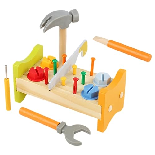 UPKOCH Kinderwerkzeug Holzspielzeug Für 1 Set Werkzeugkiste Mit Hämmerchen Pounding Peg Workbench Lernspielzeug Zur Der Motorischen Fähigkeiten Ab 3 Jahren Geeignet Kinder-gartenwerkzeug-Set von UPKOCH