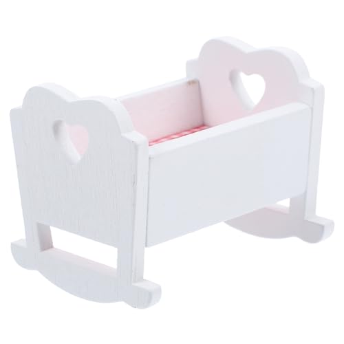 UPKOCH Holzwiegenornamente puppenbett etagenbett puppenbetten babybett holzmöbel puppenstubenmöbel Babywiege Besetztzeichen für Schlafzimmer Mini-Hausschmuck Minibett Stoff Weiß von UPKOCH