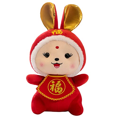 UPKOCH Kaninchenpuppe Hasen Kuscheltier Kaninchen Figur - Kuschelhase Spielzeug Feng-Shui-Kaninchen-Statue Chinesische Hasenpuppe dekorative Hasenpuppe schöne Hasenpuppe PP Baumwolle rot von UPKOCH