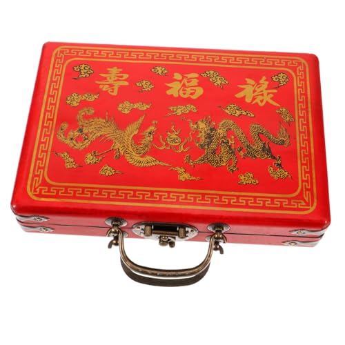 UPKOCH Kasten Mahjong-Box-geschenkbox Mahjong-Container Retro-Mahjong-Fall Geschenkboxen Für Mahjong-fliesenhalter Mahjong-Tragetasche Mahjong-Boxen Jongg Mahjong Klein Rot Hölzern von UPKOCH