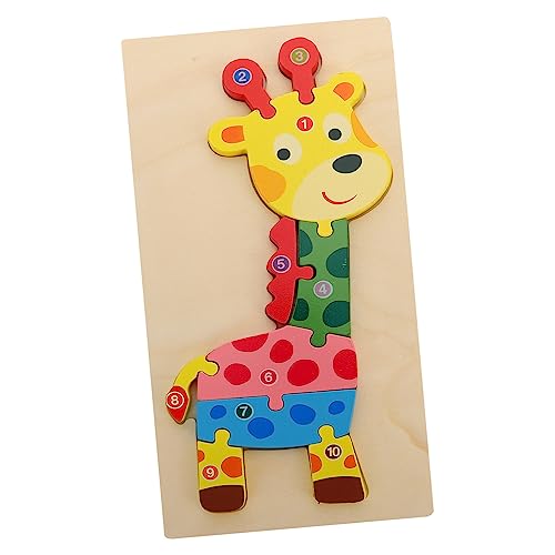 UPKOCH Kognitives Dreidimensionales Puzzle Giraffe 3D-Tier-Puzzle Kleinkindspielzeug Zahlen-Tier-Puzzle Tierspielzeug Rätsel Pädagogisches Lernspielzeug Kleinkind-Puzzle Hölzern von UPKOCH