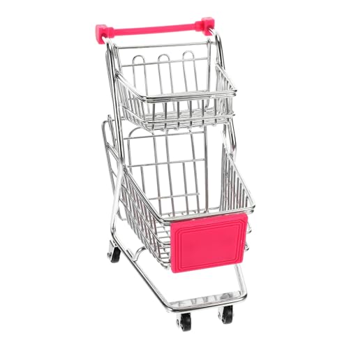 UPKOCH Mini Einkaufswagen Für Doppelschichtiger Handwagen Supermarkt Handcart Für Rollenspiele Und Aufbewahrung Perfekt Für Kaufladen Und Kreatives von UPKOCH