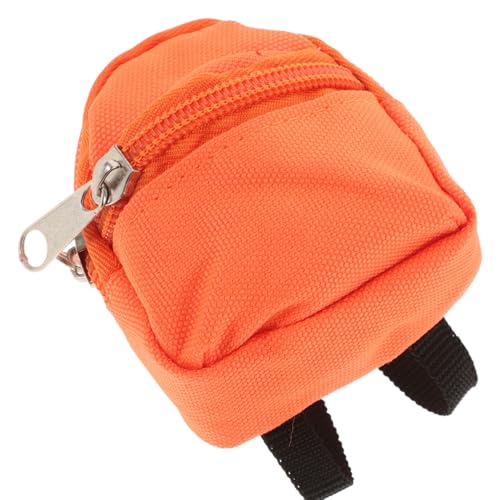 UPKOCH Mini-Puppenrucksack Miniaturen Puppenschultaschen Mini-Reißverschluss-Rucksack Puppenzubehör Puppenkostüm Ornament Puppen-Umkleidetasche Rucksack Orange von UPKOCH