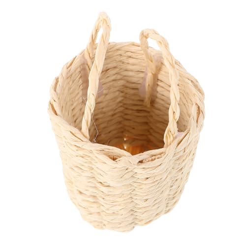 UPKOCH Mini-aufbewahrung Skorb Körbe Kleiner Picknickkorb Puppenhaus Einkaufskorb Puppenhaus-picknickkorb Kleiner Korb Mini-eierkorb Kleiner Einkaufskorb Mini-einkaufswagen Rattan Beige von UPKOCH